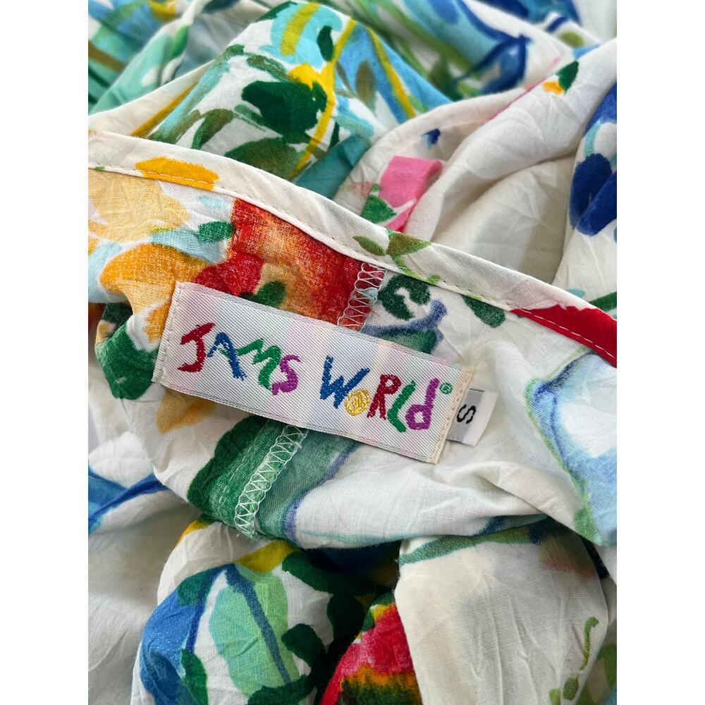 Jams World Womens Small Floral Midi Dress Beach Boho Vacation Resort Watercolor - Picture 13 of 16